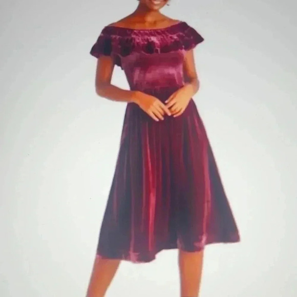 HILL HOUSE DRESS BURGUNDY VELVET - Picture 1 of 6